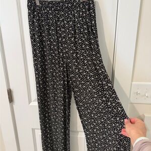 & Other Stories Women's Black Floral Wide-Leg Pants